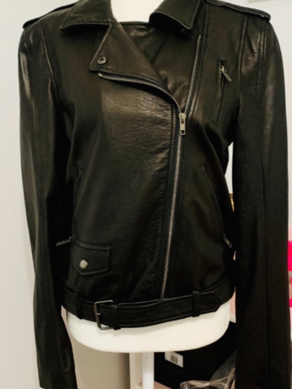 THEORY Electra 100% LAMB LEATHER MOTO BIKER JACKET: MSRP $845, size L